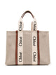 Chloé Large Woody Tote Bag In Linen