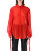 The Frankie Shop Verlin Sheer Chiffon Tie Cuff Shirt