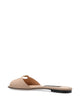 Dolce & Gabbana Nude Flat Sandal With Golden Logo
