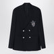 Fendi Double-Breasted Jacket In Midnight Blue Virgin Wool