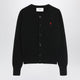 Ami Paris Ami De Coeur Cardigan In Black Wool