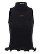 Fendi High Neck Fitted Sleeveless Top With Ruffles