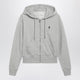 Ami Paris Light Grey Ami De Coeur Zip-Up Sweatshirt In Cotton