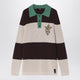 Fendi Knitted Cotton Polo Shirt With Brown And Beige Stripes