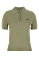 Fendi Sage Green Stretch Viscose Blend Polo Shirt