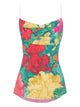 Balmain Crepe De Chine Top With Roses Print