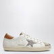 Golden Goose Super-Star Sneakers In White/Beige With Glitter Star