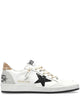 Golden Goose "Ballstar" Leather Upper And Toe Glitter Star And Heel Suede Spur Sneakers