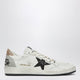 Golden Goose White And Black Ball Star Sneakers With Gold Glitter