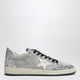 Golden Goose Ball Star Sneakers In Grey/White With Silver Glitter
