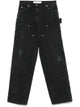 Golden Goose Wide Black Trousers In Denim