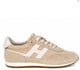 Hogan Beige Suede Logo-Print Tongue Flat Shoes