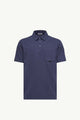 Moncler Polo Coton Piqué Bleu Ardoise Lavé Poche Poitrine Logo Métal