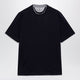 Brunello Cucinelli Crewneck Cotton Jersey Tshirt With Faux Layering, Cobalt