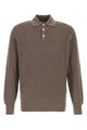 Brunello Cucinelli Mud Cotton Polo Shirt