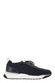 Santoni Textile And Leather Trainers With Raised Sole
