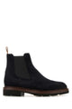 Santoni Midnight Blue Suede Kalama Ankle Boots
