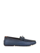 Santoni Blue Leather Moccasin