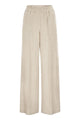 Brunello Cucinelli Melange Beige Linen Blend Wide-Leg Pant