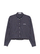 Miu Miu Check-Print Logo-Patch Shirt