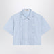 Miu Miu Light Blue Cropped Poplin Shirt With Ruffles