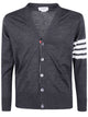 Thom Browne Classic V Neck Cardigan In Fine Merino Wool With 4 Bar Stripes