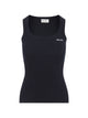 Miu Miu Logo-Embroidered Ribbed-Knit Top