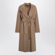 Max Mara Studio Camel Belted Coat In Wool Blend