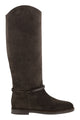 Brunello Cucinelli Suede Leather Knee-High Boots With Monili Detail