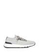 Brunello Cucinelli Grey Brunello Cucinelli Mens Stretch-Knit Sock Sneakers Featuring Leather Trim And A Chunky Rubber Sole