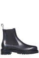Off-White Black Leather Combat Ankle Boots