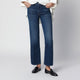 Mother The Lil Kick It Jeans In Dark Blue Washed Denim