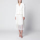 Self-Portrait Bouclé Shawl-Collar Midi Dress In Cream