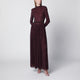 Self-Portrait Burgundy Long Dress With Rhinestones