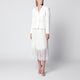 Self-Portrait Bouclé Shawlcollar Midi Dress In Cream