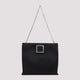 Roger Vivier Black Trompette Strass Soft Satin Clutch