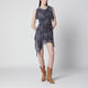 Isabel Marant Asymmetrical Mini Dress Faded Night In Silk