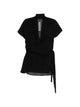Rick Owens Black Wrap Ss Silk Top