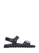 Roger Vivier Black Leather Sandals With Crystal Buckle