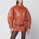 The Andamane Tan Leather-Effect Belted Jacket