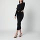 The Andamane Black Midi Dress With Waist Cut-Out Detail