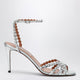 Aquazzura Tequila Silver Sandals In Metallic Leather With Crystals