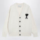 Ami Paris White Ami De Coeur Merino Wool Cardigan