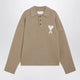 Ami Paris Ami De Coeur Beige Alpaca-Blend Polo Sweater