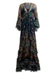 Etro Maxi Flared Dress With See-Through Sleeves