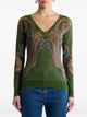 Etro Jersey Verde Cuello Pico Est Amebas