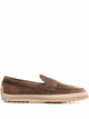 Tod's Suede Loafers With Rubber Outsole And Raffia Piping