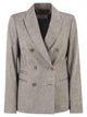 Peserico Double-Breasted Blazer In Linen And Wool Blend