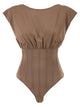 Elisabetta Franchi Knit Bodysuit With Deep Neckline And Jewel Detail