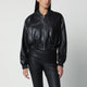 Arma Black Hannah Cropped Leather Bomber Jacket